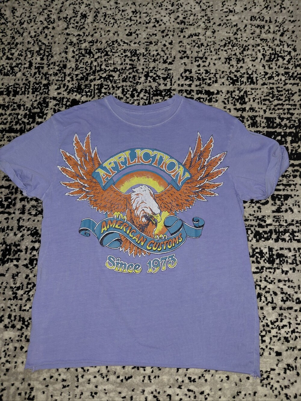 Affliction AC Eagle Clutch Tee S Lavender Vintage Wash Y2K Biker Graphic T-Shirt - Picture 3 of 7